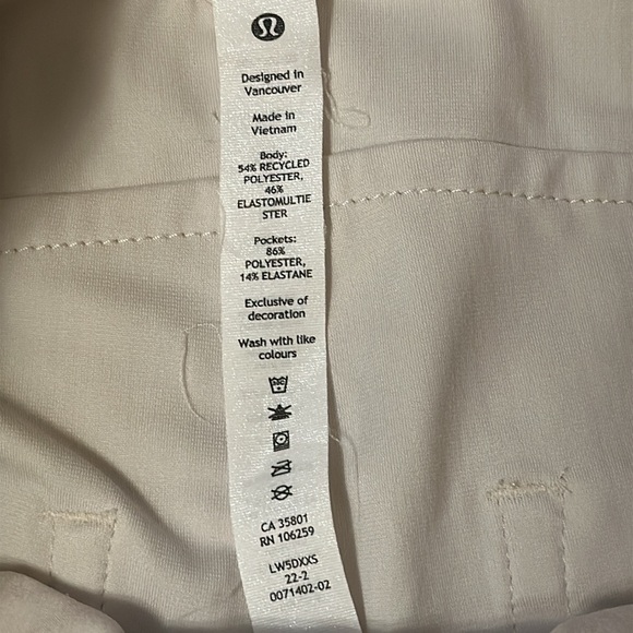 Lululemon lightweight stretchy zip front 5 pocket crop pants beige size 24 waist - Picture 2 of 13